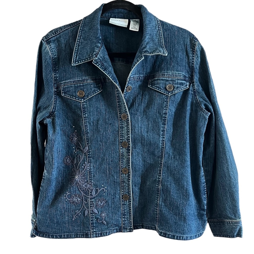 Alfred Dunner Jean Jacket /Embroidered / 12 Petite / Vintage / Granny Core